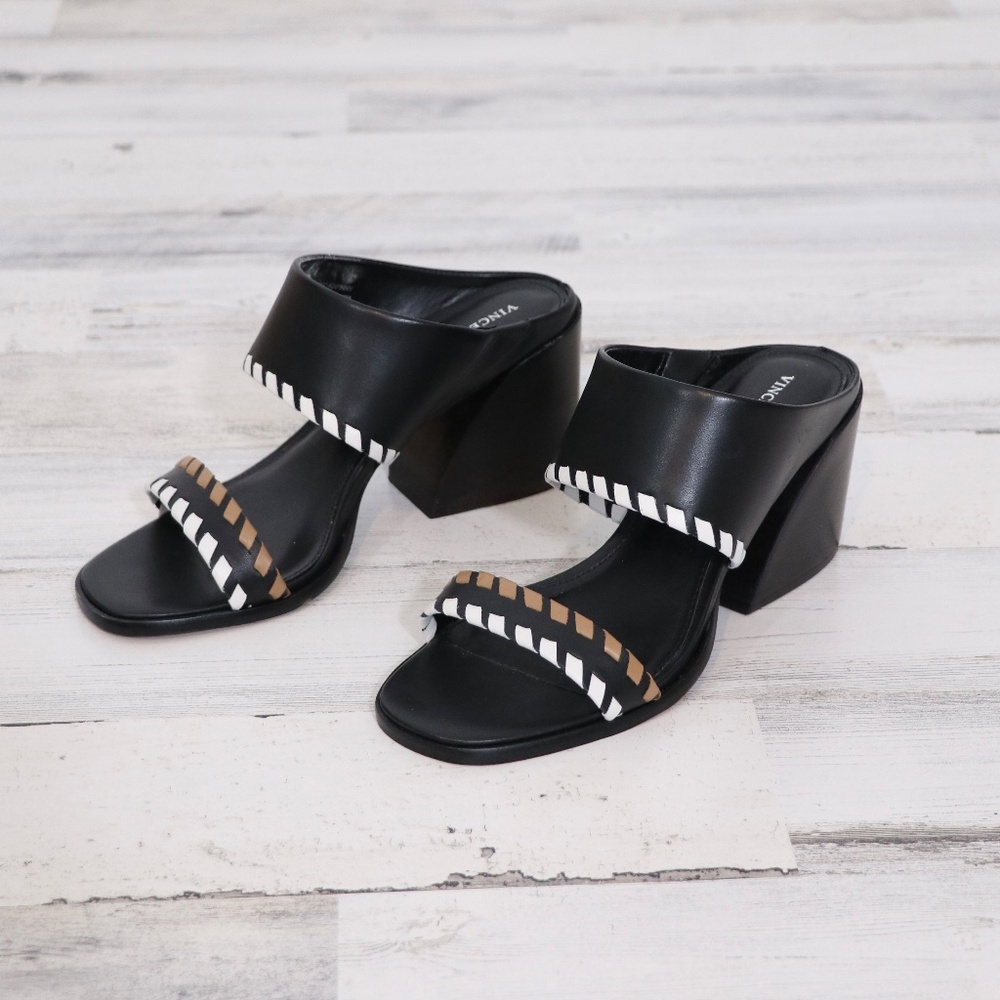 Vince Camuto Kafinny Sandal 7 New Black / white / tan - Picture 5 of 13